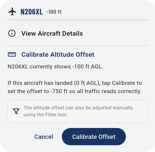 The menu for an aircraft, here one sitting on a runway.
