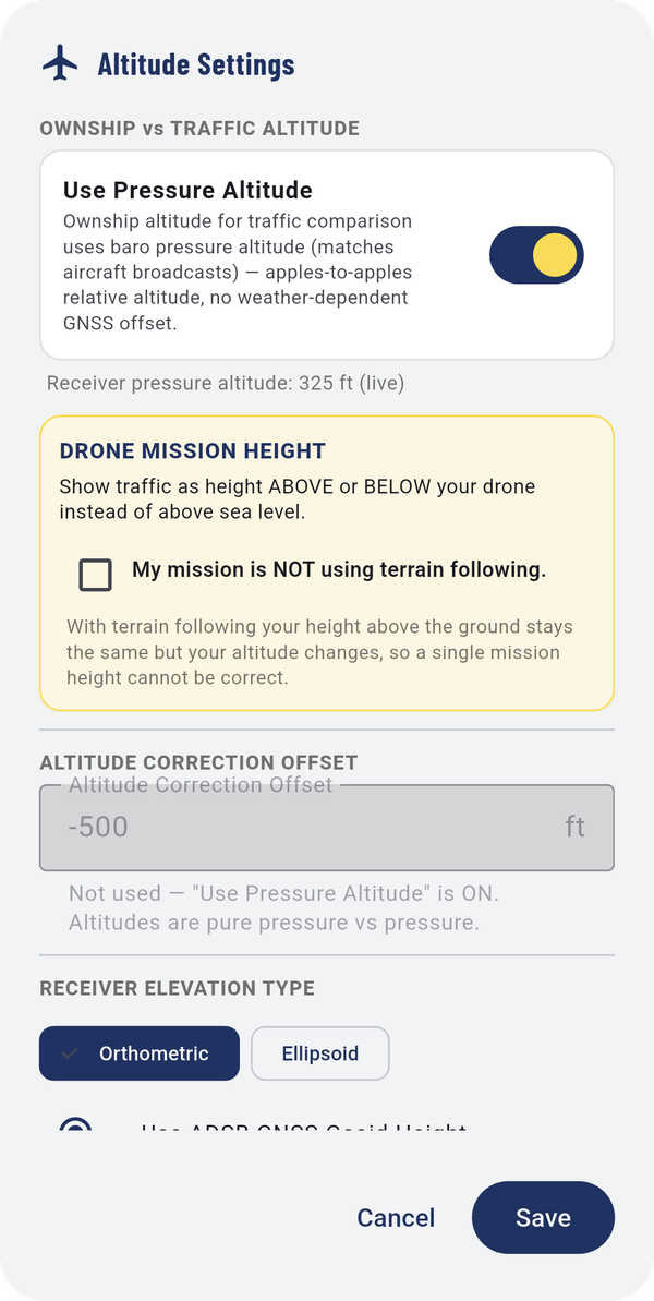 With a receiver that has a pressure sensor (left), and without one (right).