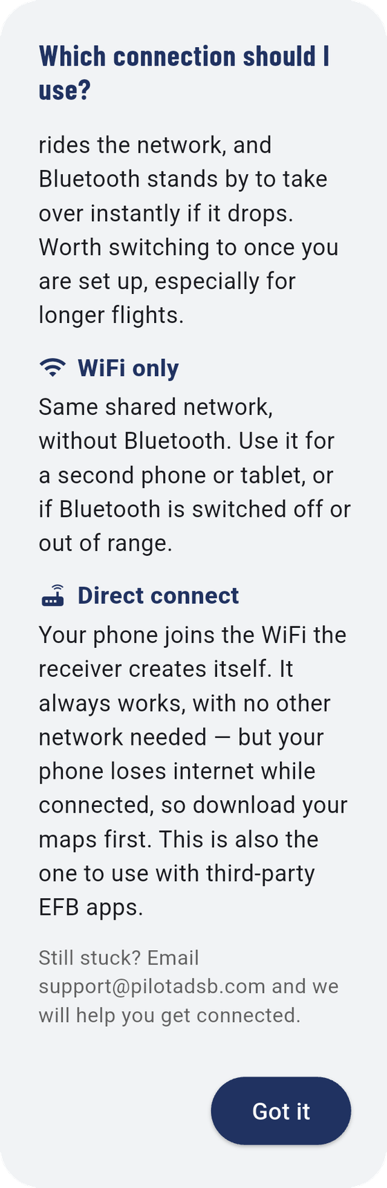 Which connection should I use? The start (left) and the end (right).