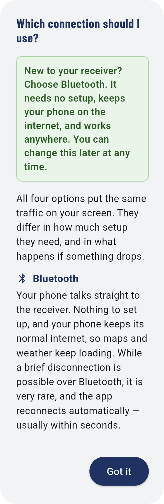 Which connection should I use? The start (left) and the end (right).