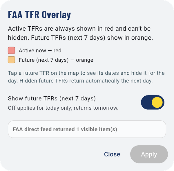 FAA TFR Overlay.