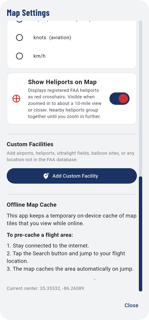 Map Settings, top to bottom.