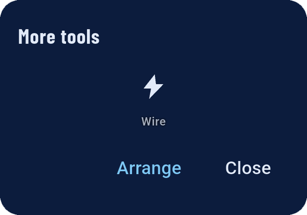 More tools, holding the Wire button.