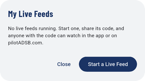 My Live Feeds (left) and Start a Live Feed (right).