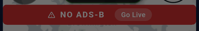 The NO ADS-B bar in Map Only mode. Go Live opens Select Data Source.