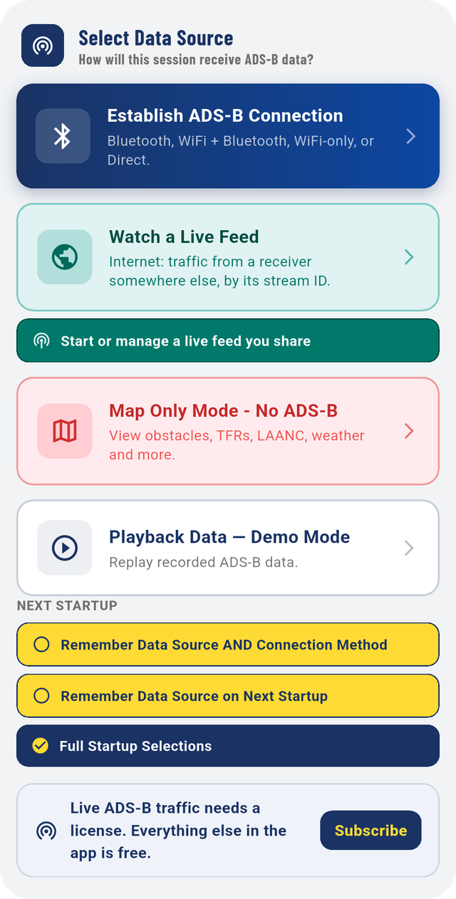 Select Data Source. The strip at the bottom shows your license.